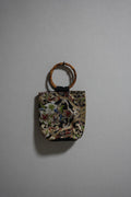 [Black gold/Flowers] obi bamboo-handle bag