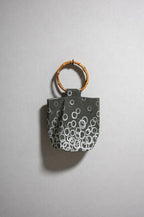 [Khaki/multiple circles] obi bamboo-handle bag