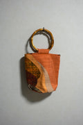 [Persimmon color/multicolor lattice] obi bamboo-handle bag