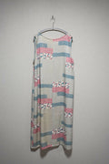 [White pink blue/speckled wave pattern] back-tie dress