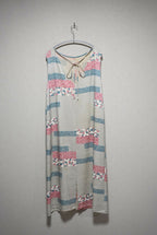 [White pink blue/speckled wave pattern] back-tie dress