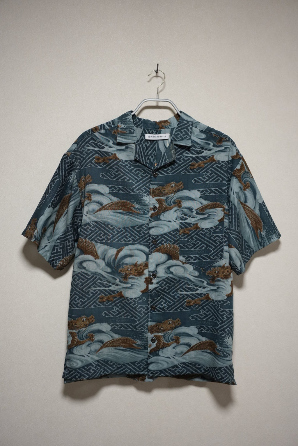 ［紺・龍］men aloha shirts