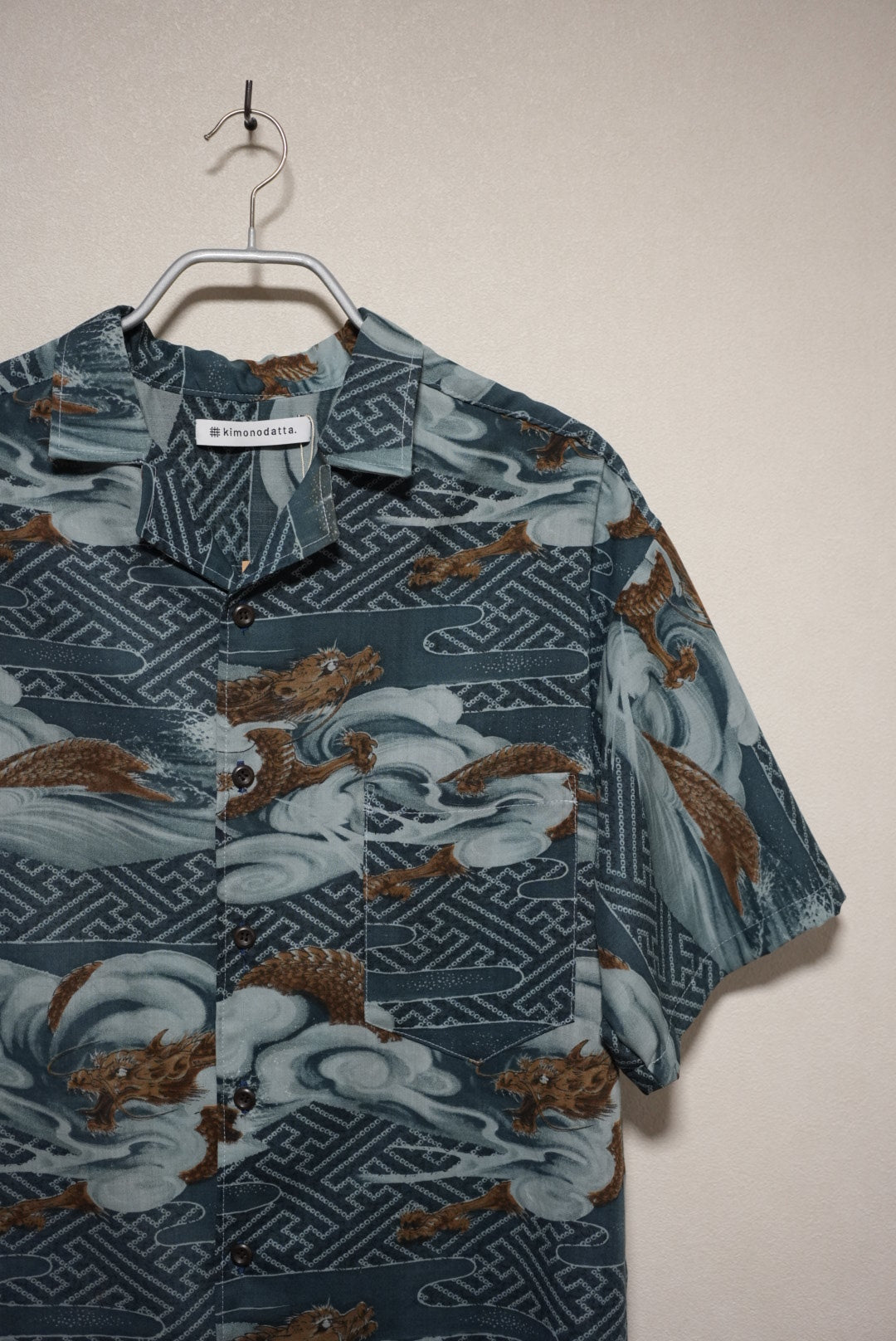 ［紺・龍］men aloha shirts