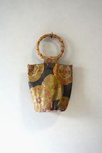 ［紺金・大花］obi bamboo-handle bag