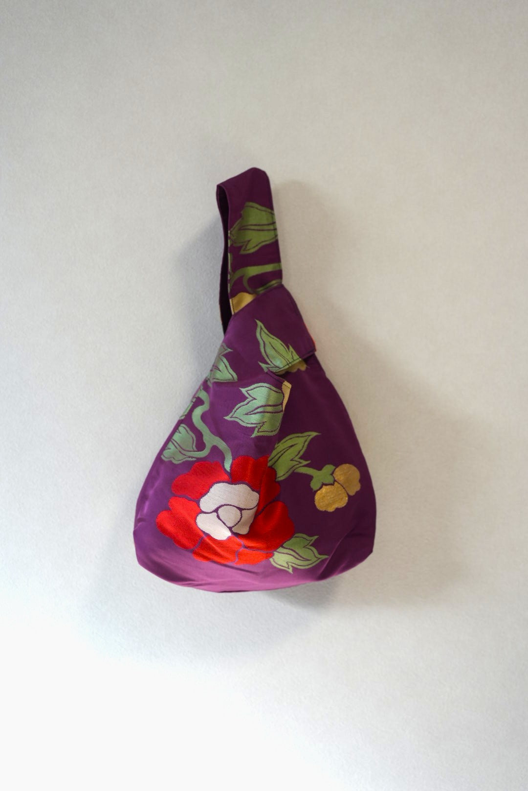 ［紫・草花］obi one-handle bag