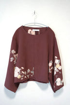 ［えんじ・草花 1-2］women tops