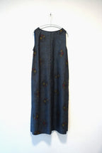 ［大島・小花］back-tie dress